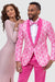 EJ Samuel Prom Tuxedo - Slim Fit Hot Pink Fuschia Floral Lace - USA Men's Outlet