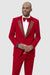 "EJ Samuel Red Velvet Tuxedo Suit with Gold Sequin Lapel - Modern Fit" - USA Men's Outlet