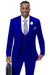 EJ Samuel Two Button Modern Suit w/ Peak Lapel & DB Vest in Midnight Blue - USA Men's Outlet