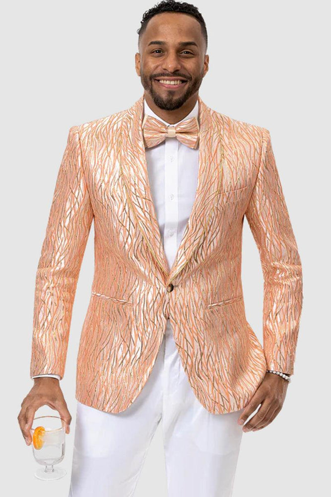 "EJ Samuel Wave Orange Slim-Fit Prom Tuxedo Blazer" - USA Men's Outlet