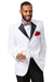 "EJ Samuel White & Black 3-Button Notch Lapel Tuxedo" - USA Men's Outlet