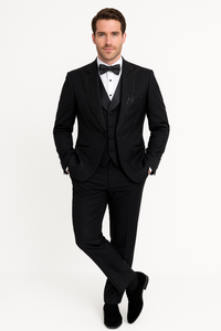 Black Italian Wool 3-Piece Modern Fit Tuxedo