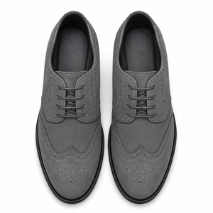 Polished Product Title: "Bravo Men's Grey Vegan Suede Wingtip Dress Shoe for Weddings & Proms"