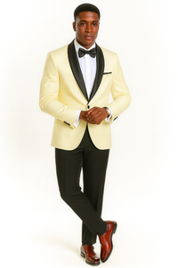 Big And Tall Suit For Men - Jacket + Pants + Bowtie + Pants - Ivory Suit