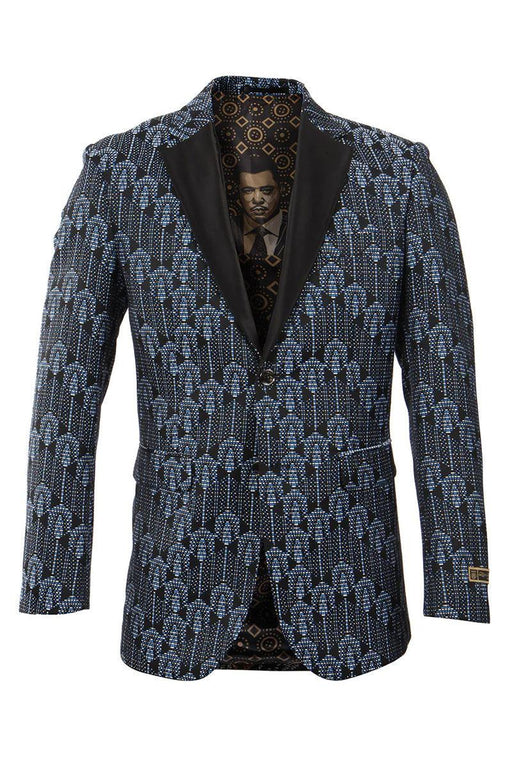 "Empire Men's Blue & Black Sunrise Tuxedo Blazer" - USA Men's Outlet