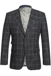 "English Laundry Black Windowpane Slim-Fit Suit with Peak Lapels & Ticket Pockets" - Elegant Mensattire