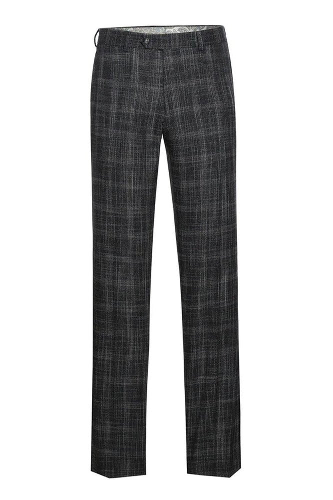 "English Laundry Black Windowpane Slim-Fit Suit with Peak Lapels & Ticket Pockets" - USA Men's Outlet