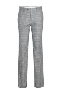 English Laundry Men's 2-Btn Slim Fit Suit in Light Grey Smoke Windowpane Plaid - USA Men's Outlet