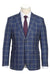 "English Laundry Men's Blue & Gold Windowpane Plaid Slim Suit" - Elegant Mensattire