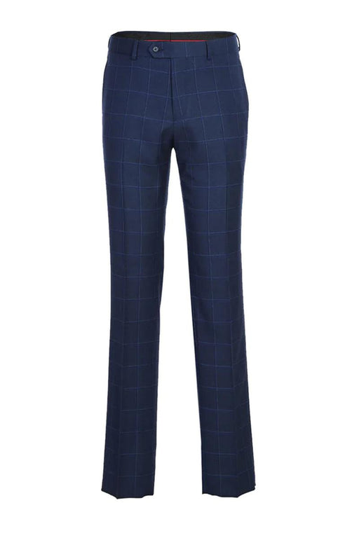 "English Laundry Men's Dark Navy Slim Fit Suit: Timeless Design, Windowpane Plaid" - USA Men's Outlet