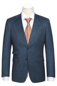 "English Laundry Men's Elegant 2-Button Slim Fit Aqua Blue Suit w/ Peak Lapel & Ticket Pocket" - USA Men's Outlet