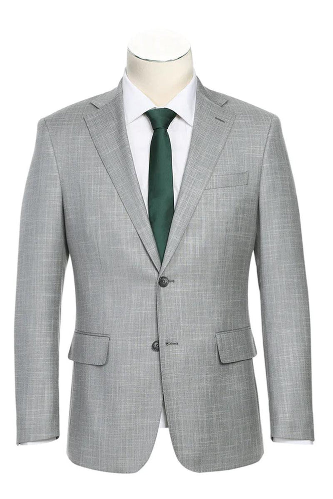 "English Laundry Men's Light Grey Slim Fit 2-Button Notch Lapel Suit" - USA Men's Outlet