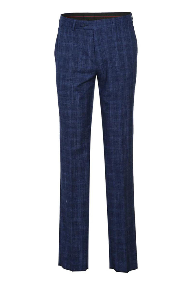 English Laundry Men's Slim-Fit Dark Blue Windowpane Suit - USA Men's Outlet