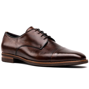 Zelli Enzo Classic Cap Toe Dress Shoes in Chestnut Calfskin Leather