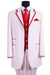 Fascinating White Vested Suit by Fortino Landi: 3 Btn, Red Pinstripes - USA Men's Outlet