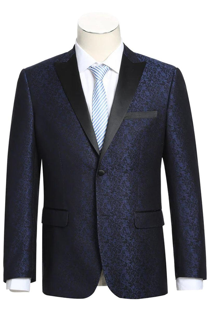 Fashion Two-Button Paisley Navy Prom Blazer by Renoir Fashion - USA Men's Outlet