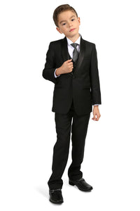 "Reno JR" Kids Black Tuxedo 5-Piece Set