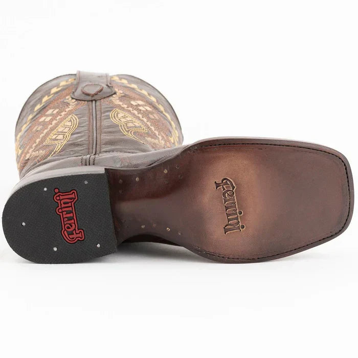 Ferrini Women's Jesse Square Toe Boots Alligator Print - Chocolate 9359309