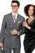 final: EJ Samuel Charcoal Grey Windowpane Plaid Double Breasted Pleated Pantsuit - USA Men's Outlet