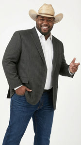 Mens Black Pinstripe Western Blazer – Classic Cowboy Style Jacket for Business, Formal and Smart Casual Wear