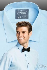 "Jessie" Blue Laydown Tuxedo Shirt
