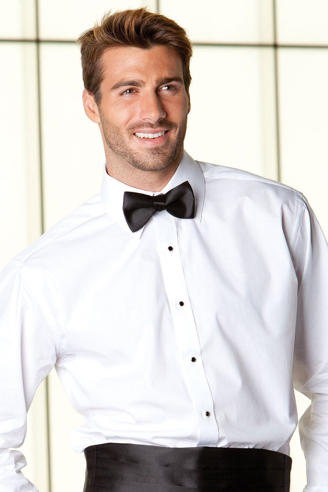 "Kent" White Laydown Tuxedo Shirt