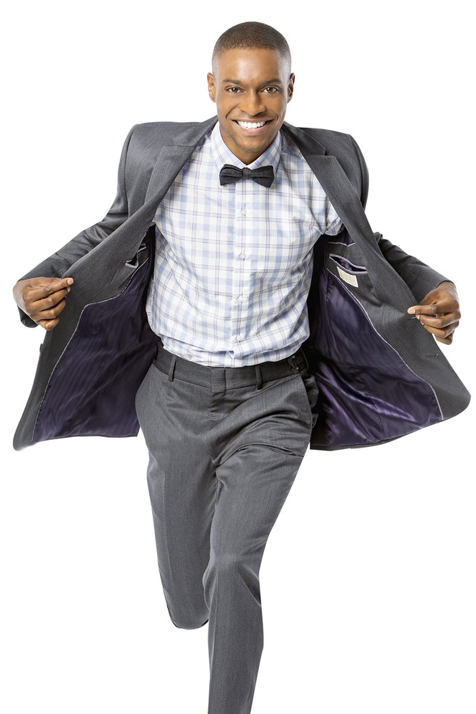 "Patrick" Plaid Spread Collar Slim Fit Tuxedo Shirt