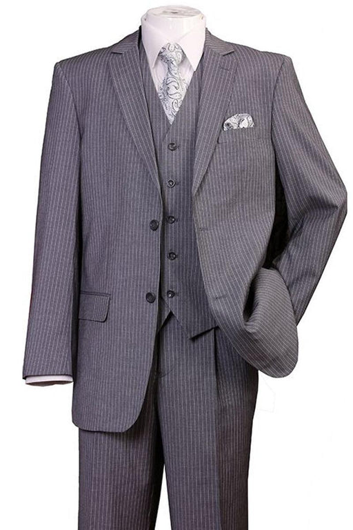 Fortino Landi '1920s Gangster' Grey Pinstripe Vested Suit - 2 Button - USA Men's Outlet