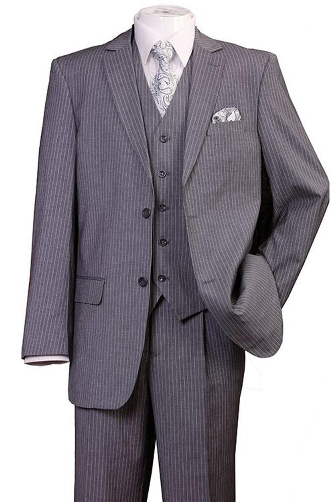 Fortino Landi '1920s Gangster' Grey Pinstripe Vested Suit - 2 Button - USA Men's Outlet