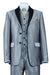 Fortino Landi 2-Button Vested Silver Grey Sharkskin Tuxedo Suit - Slim Fit - USA Men's Outlet