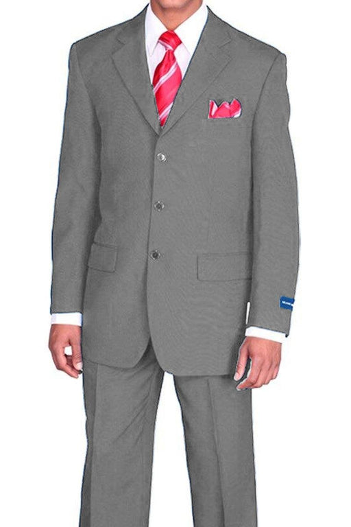 Fortino Landi 3-Btn Classic Grey Poplin Suit: Sophisticated & Stylish - USA Men's Outlet