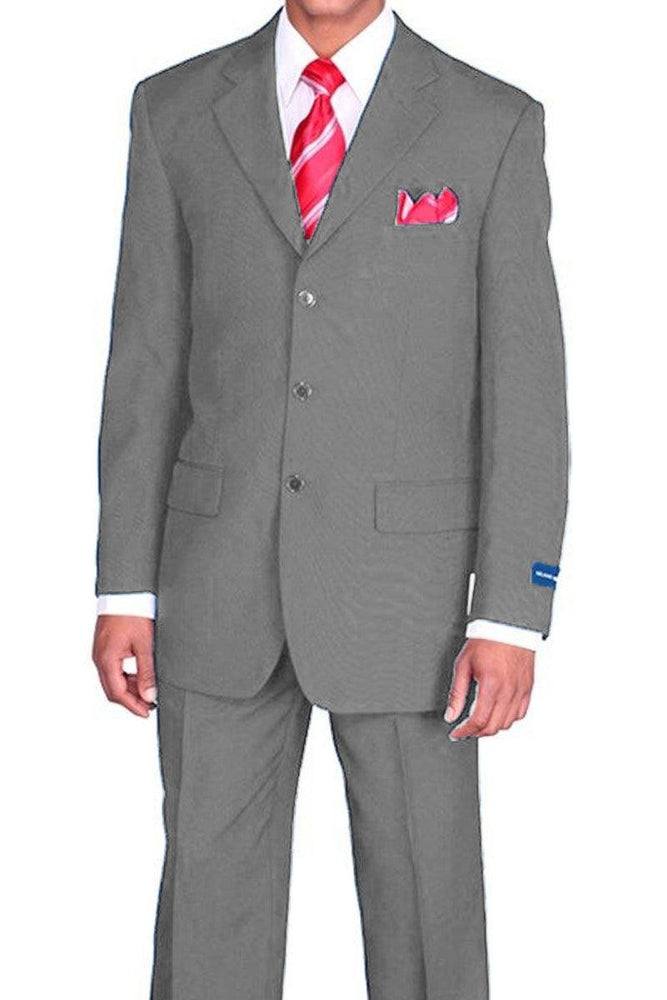 Fortino Landi 3-Btn Classic Grey Poplin Suit: Sophisticated & Stylish - USA Men's Outlet