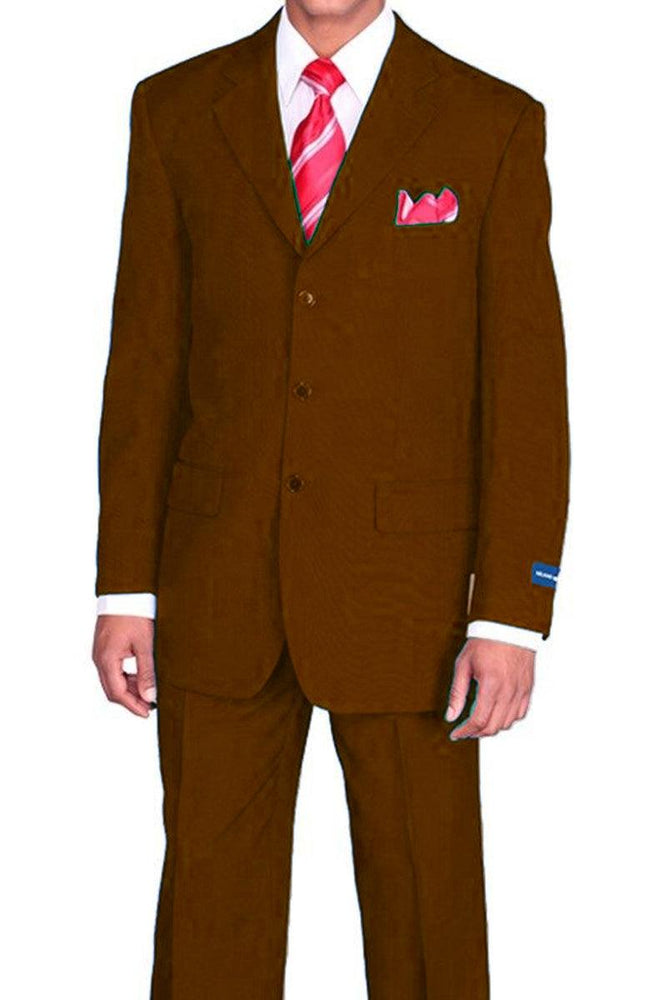 Fortino Landi 3-Button Poplin Suit - Classic Fit Brown - USA Men's Outlet