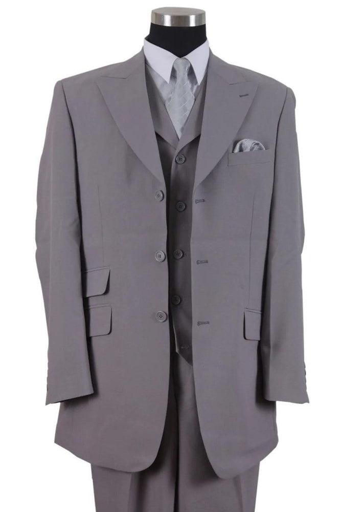 Fortino Landi 3-Button Wide Peak Grey Fashion Suit - USA Men's Outlet