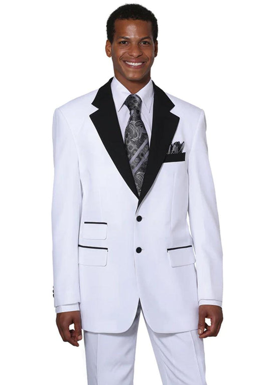 Fortino Landi Classic Fit 2-Btn White Tux w/Contrast Collar - USA Men's Outlet