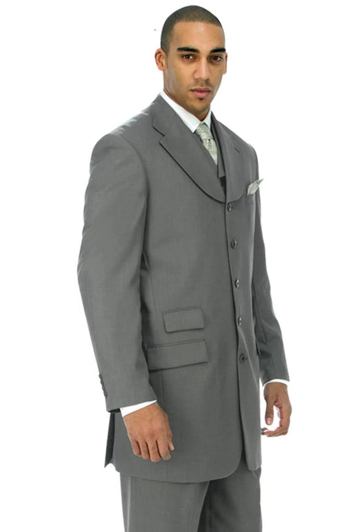 "Fortino Landi Grey Vested Zoot Suit: Sharp Menswear for a Stylish Church Look" - USA Men's Outlet