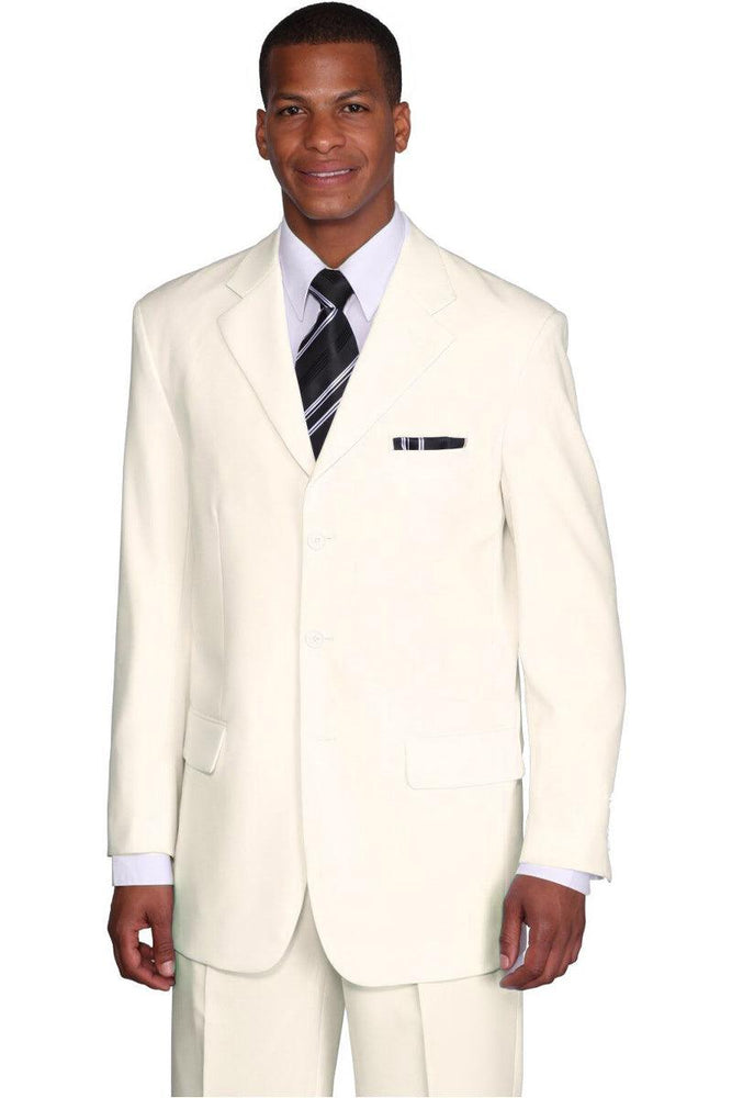 Fortino Landi Men's 3-Btn Classic-Fit Cream Poplin Suit - USA Men's Outlet