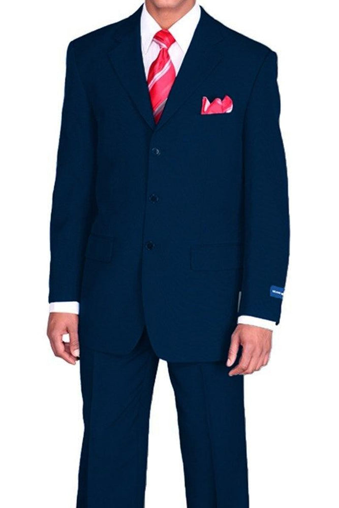 Fortino Landi Men's 3-Btn Classic-Fit Navy Poplin Suit - USA Men's Outlet