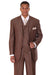 Fortino Landi Men's 3-Button Vested Sharkskin Narrow Pinstripe Suit in Brown - USA Men's Outlet