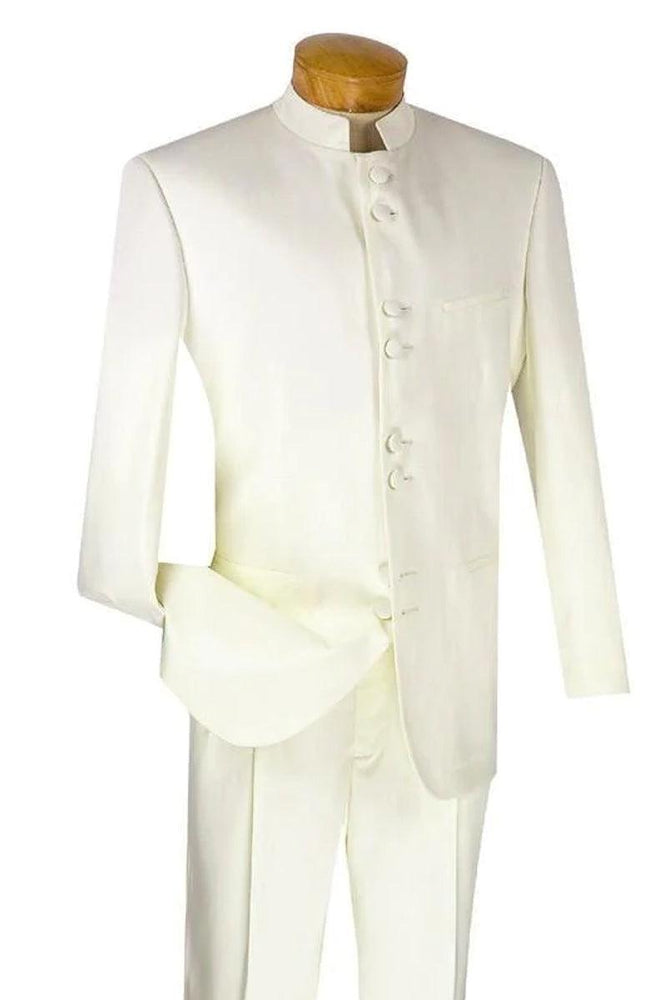 Fortino Landi Men's 8-Button Ivory Mandarin Suit: Timeless Classic Style - USA Men's Outlet