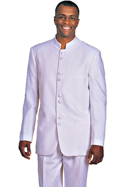 Fortino Landi Men's 8-Button White Mandarin Suit | Classic and Refined - USA Men's Outlet