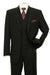 Fortino Landi Men's Black 2-Button Pleated Suit & Double-Breasted Vest - USA Men's Outlet