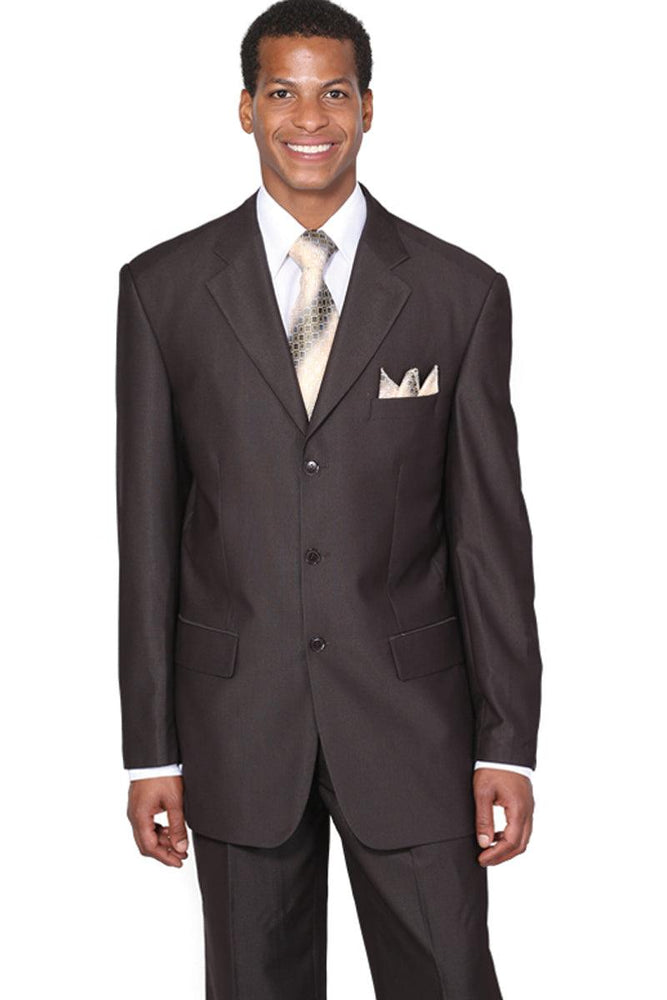 Fortino Landi Men's Brown Classic 3-Button Wool-Look Suit - USA Men's Outlet