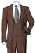 Fortino Landi Men's Brown Plaid Wdwpn Suit w/ Double-Breasted Scoop Vest - USA Men's Outlet