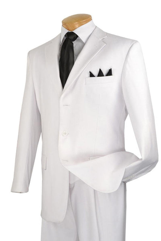 Fortino Landi Men's Classic 3-Button White Suit - Regular Fit - USA Men's Outlet