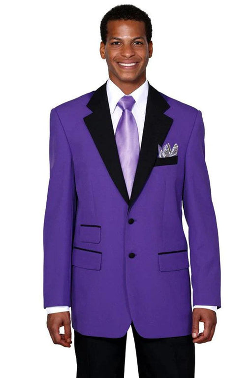 Fortino Landi Men's Classic Fit 2-Button Tuxedo w/ Purple Contrast Collar - USA Men's Outlet