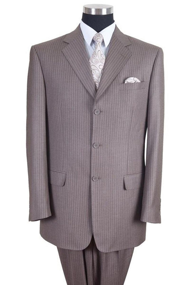 Fortino Landi Men's Classic-Fit 3-Button Pinstripe Suit in Tan - USA Men's Outlet