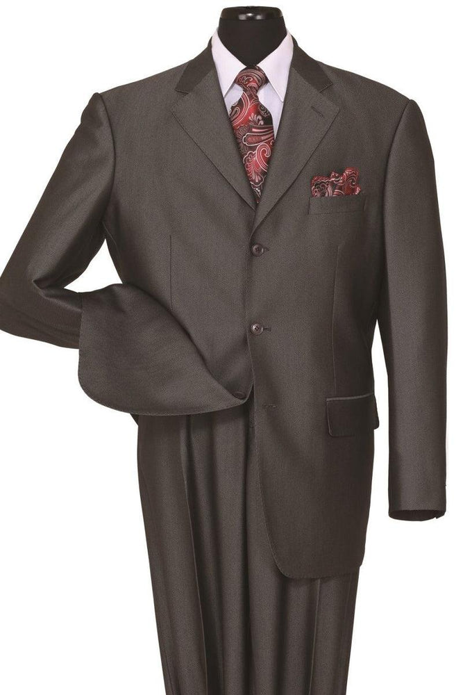 Fortino Landi Men's Classic Fit 3 Button Shiny Sharkskin Suit in Black - USA Men's Outlet