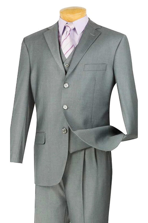 Fortino Landi Men's Grey V-Neck 3-Btn Classic Fit Suit - USA Men's Outlet