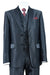 Fortino Landi Men's Luxe 2-Button Vested Sharkskin Tuxedo Suit in Black - USA Men's Outlet